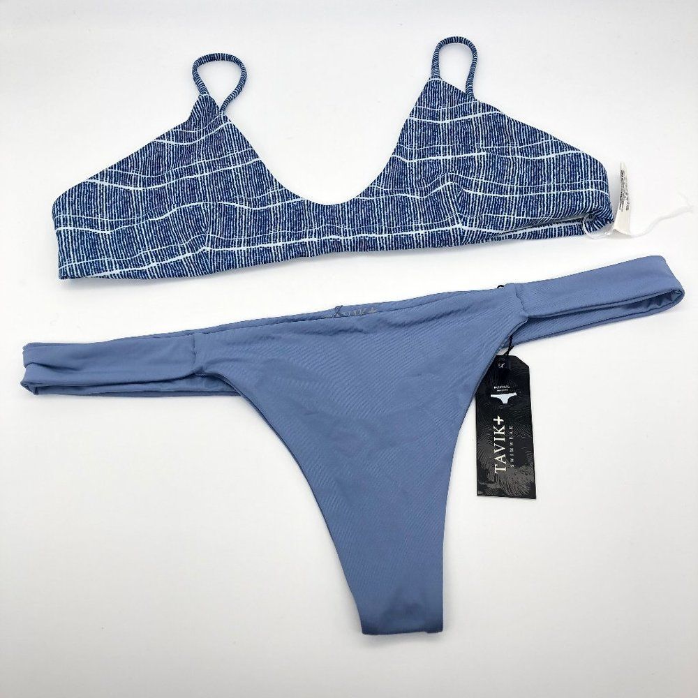 New Tavik Blue Cheeky Thong Bikini - Size L